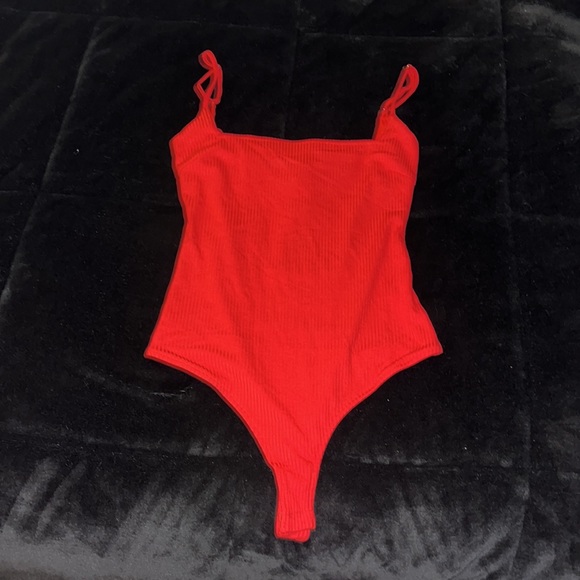 Lulus Red Ribbed Sleeveless Bodysuit - Picture 6 of 7